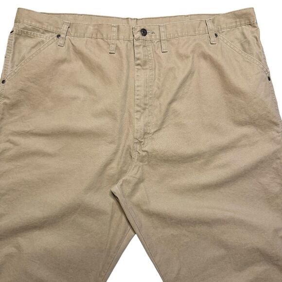 Wrangler Men's Khaki Chino Carpenter Painter Pants 100% Cotton Size 46x32 - Picture 2 of 8